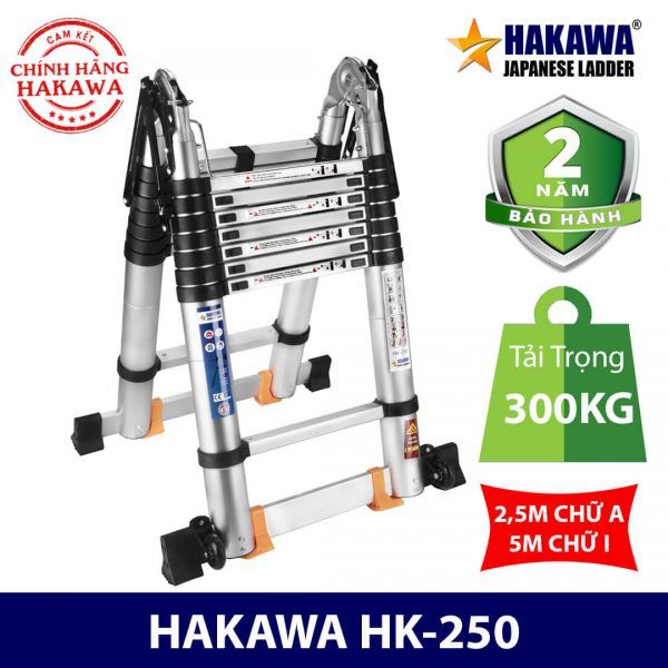 Thang nhôm rút cao cấp chữ A HAKAWA HK-250( 5m)