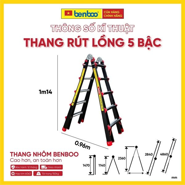 Thang nhôm trượt chữ a BENBOO A5