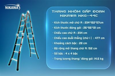 Thang nhôm gấp đoạn Nikawa NKG-44C