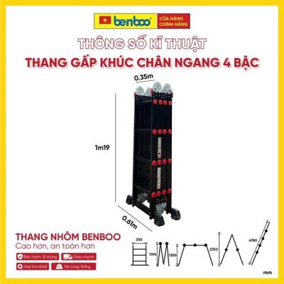 Thang nhôm gấp khúc đa năng chân ngang Flex Balance – Xanh lá 4 bậc