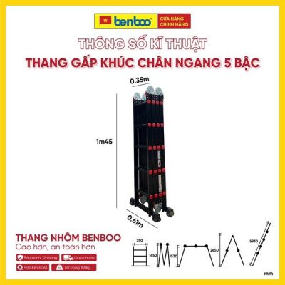 Thang nhôm gấp khúc đa năng chân ngang Flex Balance – Xanh lá 5 bậc