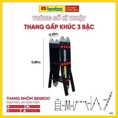 Thang nhôm gấp khúc đa năng Flex  GB43– màu Đen 3 bậc