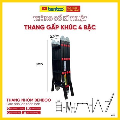 Thang nhôm gấp khúc đa năng Flex GB44 – màu Đen 4 bậc