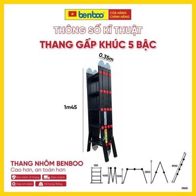Thang nhôm gấp khúc đa năng Flex GB45 – màu Đen 5 bậc