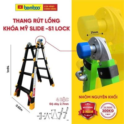 Thang nhôm rút lồng khóa chốt BENBOO C4