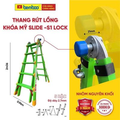 Thang nhôm rút lồng khóa chốt Slide BENDOO B5